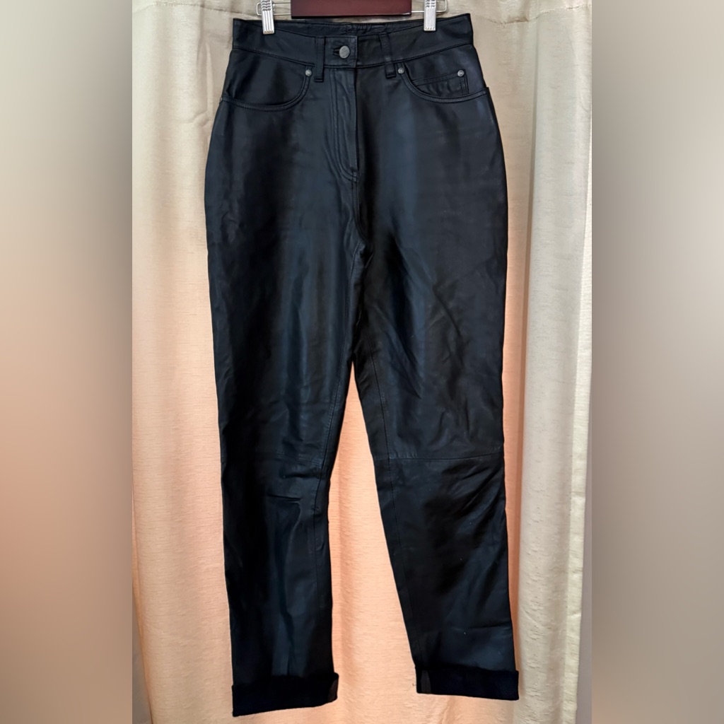 Harley-Davidson Vintage Women’s High Rise Black Leather Motorcycle Riding Pants